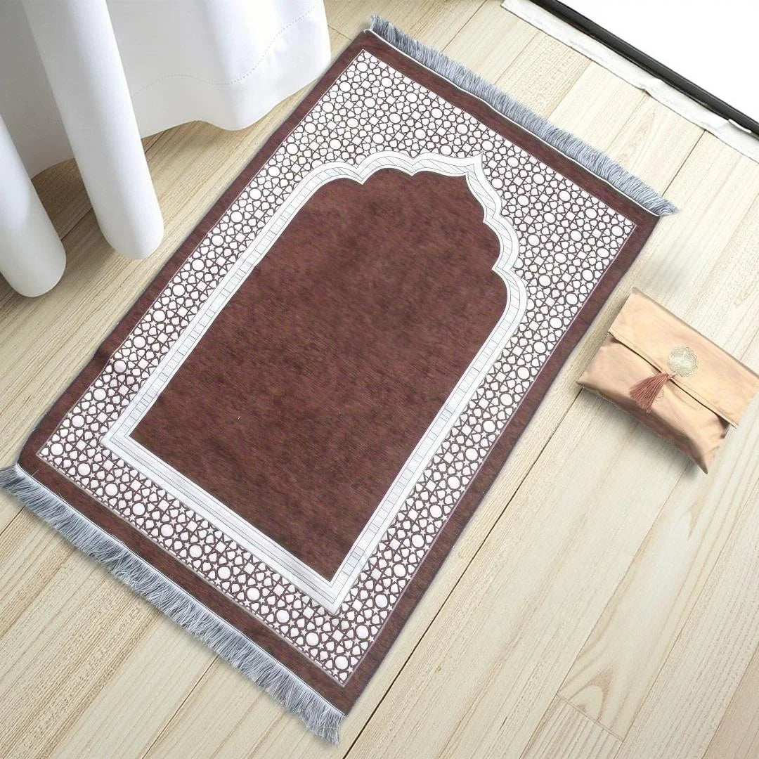 Muslim Prayer Rug Set with Bag & Prayer Beads