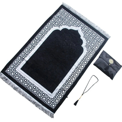 Muslim Prayer Rug Set with Bag & Prayer Beads