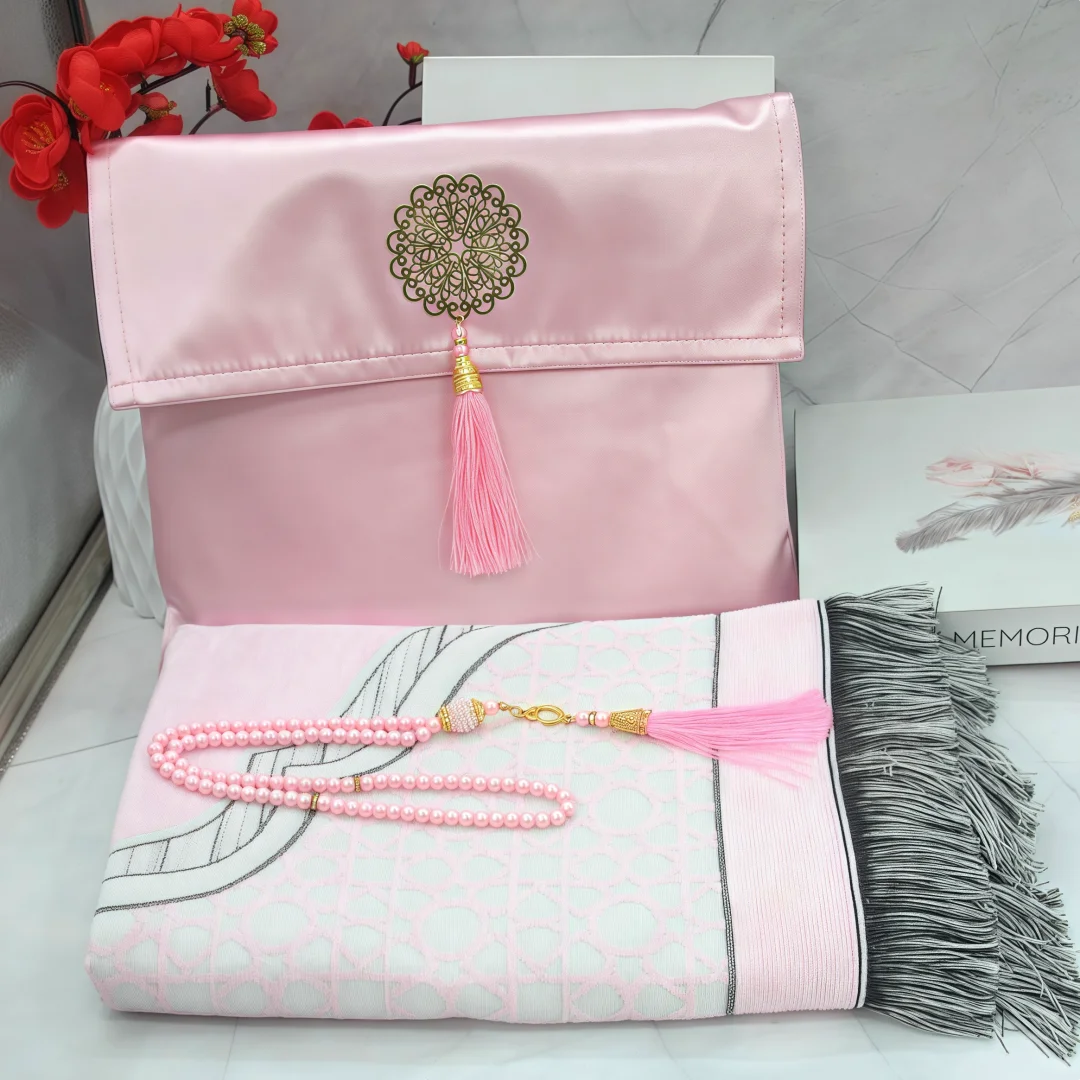 Muslim Prayer Rug Set with Bag & Prayer Beads