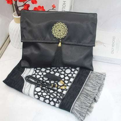 Muslim Prayer Rug Set with Bag & Prayer Beads