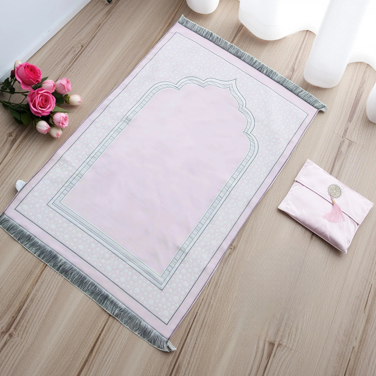 Muslim Prayer Rug Set with Bag & Prayer Beads